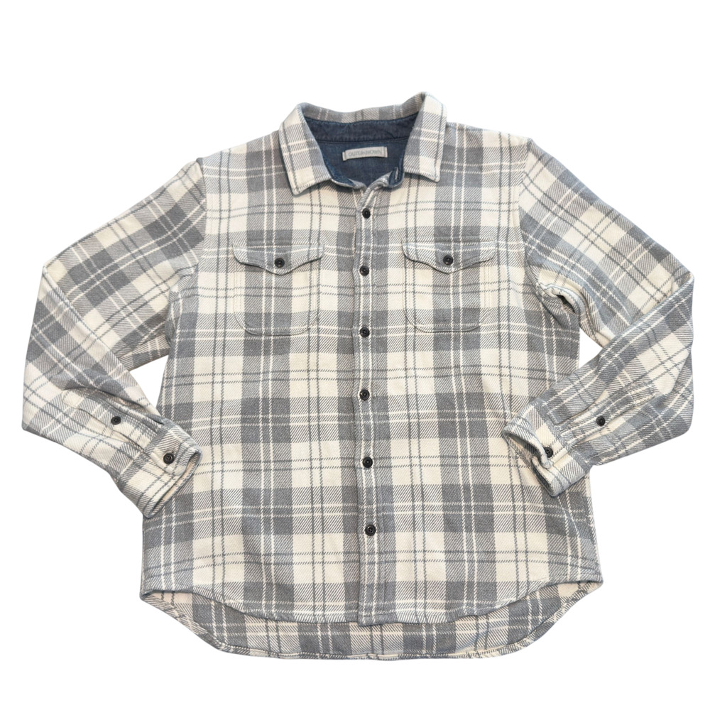 Outerknown Blanket Shirt Mens XL Gray Thick Flannel Shacket Utility Chore Barn